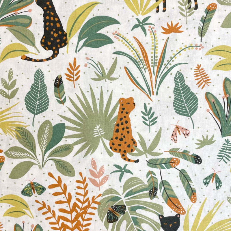 Printed Cotton FELIKO White / Green Multicolored